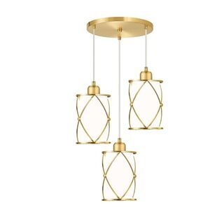 3-Light Brushed Gold Pendant Light Fixture Modern Cluster Pendant Lighting